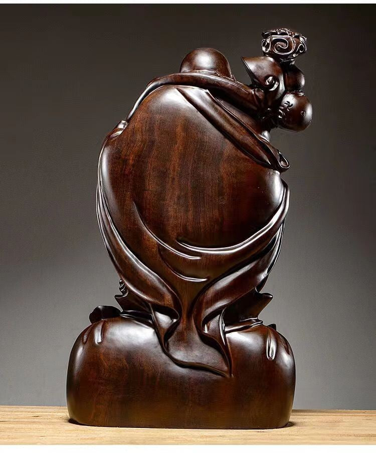 chinese black sandalwood wood carving Maitreya buddha Home Decoration