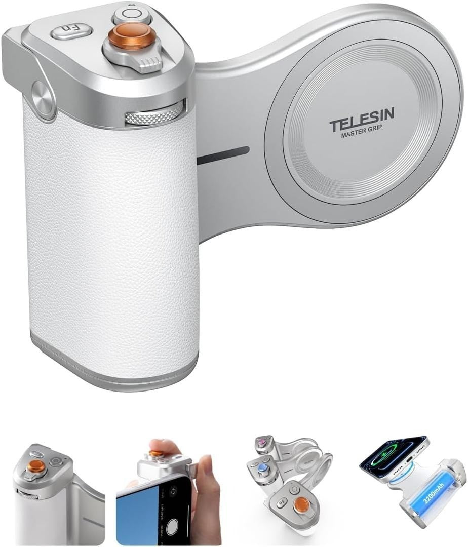 TELESIN Magnetic Imaging Master Grip, Ergonomic DSLR-Style with 3200mAh Battery