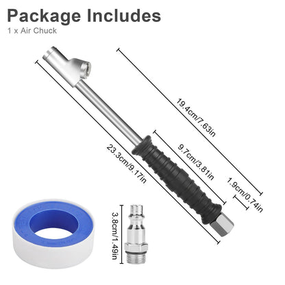 Dual Head Air Chuck 1/4" FNPT Straight Foot Lock On Truck RV Tire Inflate Chuck