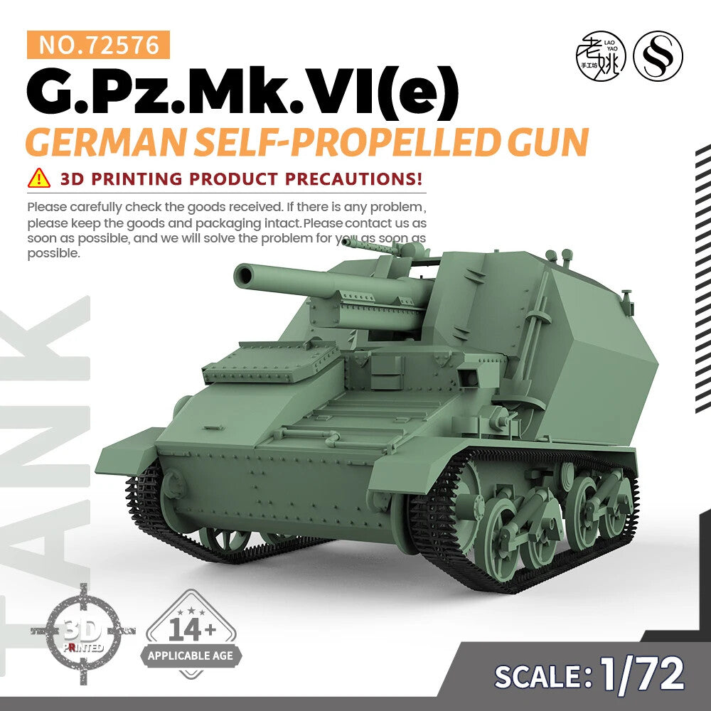 SSMODEL 576 1/72 25mm Military Model Kit German G.Pz.Mk.VI(e) Self-Propelled Gun