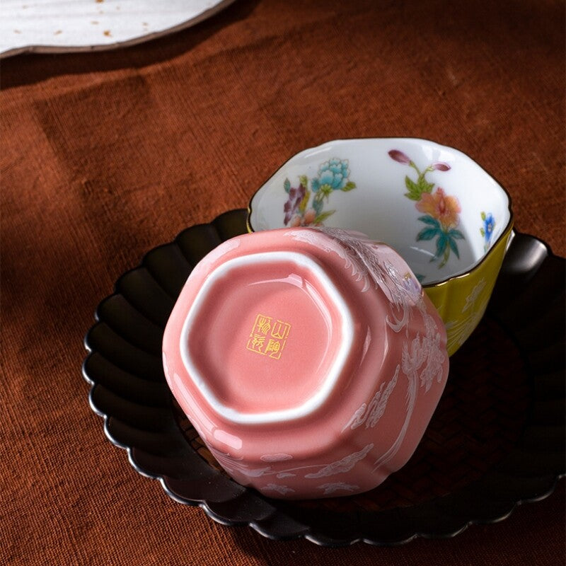 One Cup On Sales Porcelain Floral Print 100ml Chinese Personal Tea Cup Ceramic