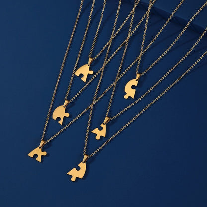 Women Necklace Stainless Steel Multiple Heart Puzzle Pendant Best Friend Jewelry