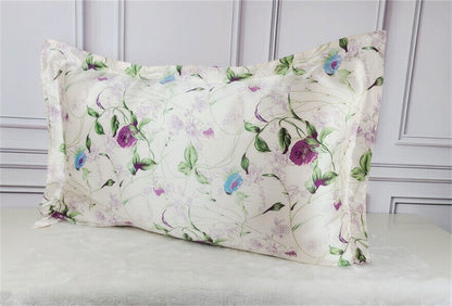 Mulberry Silk Pillowcase 25 Momme Floral Design Luxury Sleep Comfortable Smooth