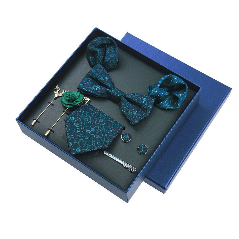 Men Ties 9Pcs Necktie Set Formal Luxury Wedding Cravat Pocket Square Silk Bowtie