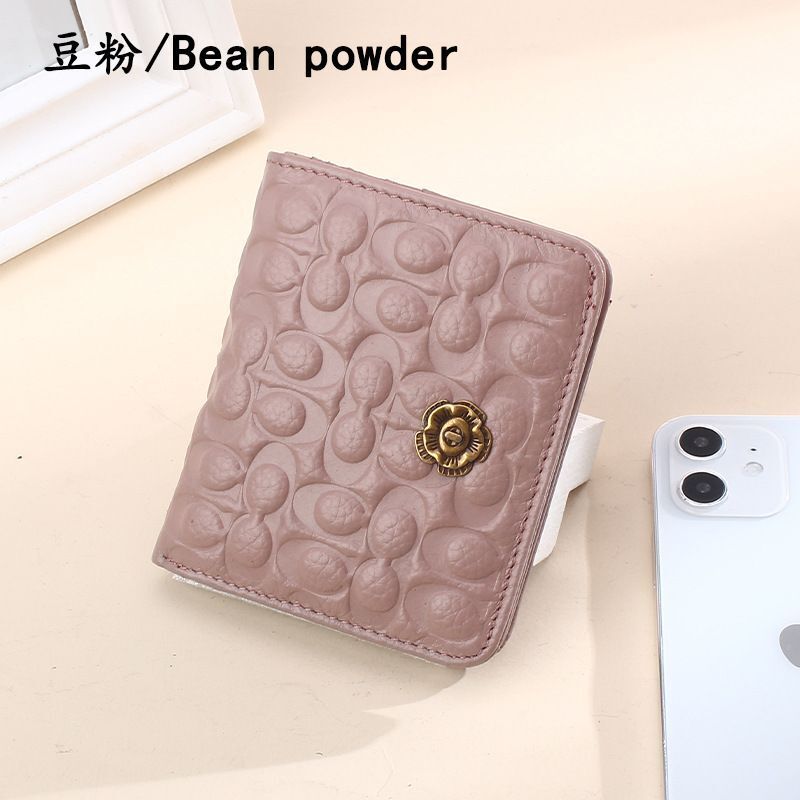 Genuine Leather Short Fashion Embossed Coins Purses Hasp Wallets 9*10*2 CM 1 PC