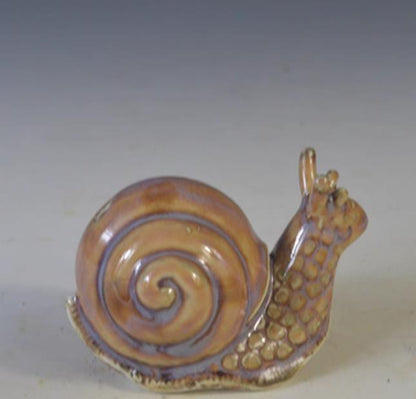 3.1" Collect Chinese Porcelain Brown Glaze Lovable Animal Snail Water-drop
