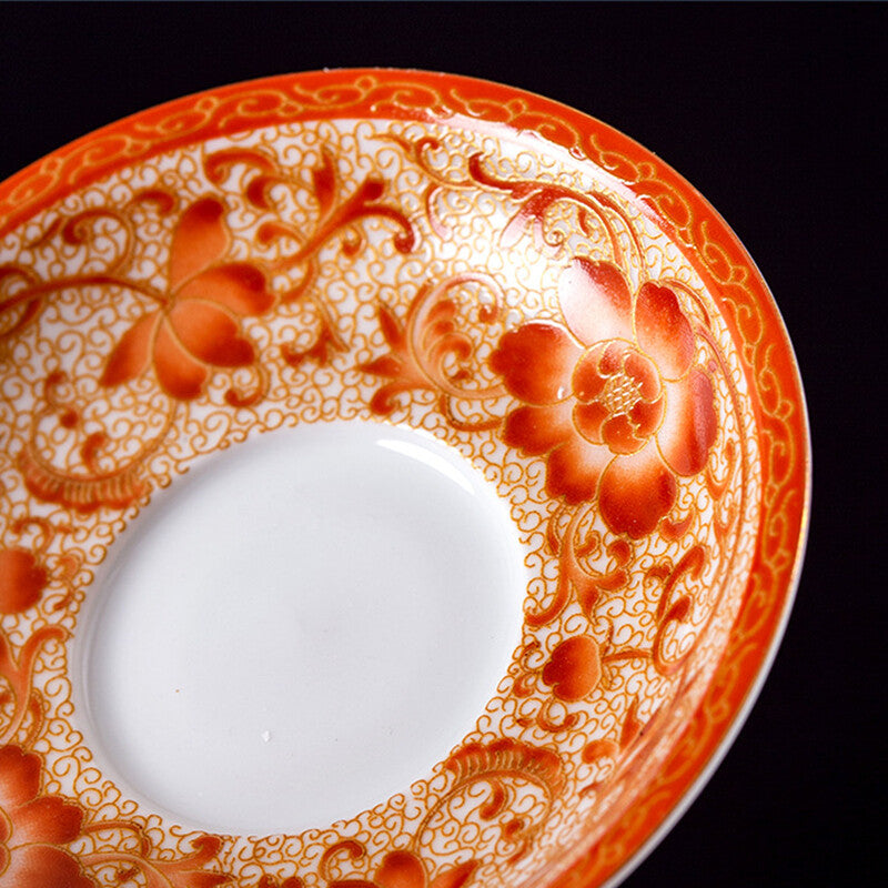 Creative Gaiwan Color Enamel Craft Handmade Porcelain Tureen Covered Bowl Lid