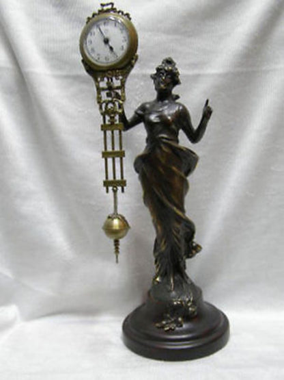 Chinese Wonderful Attractive Copper Statue Belle Swing Machine Clock