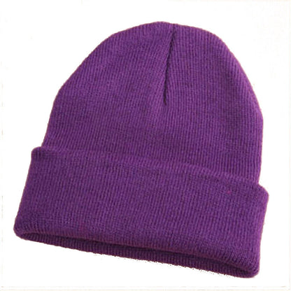 Beanie Hat Men Women Plain Knit Ski Cap Warm Elastic Skull Winter Cuff Thermal