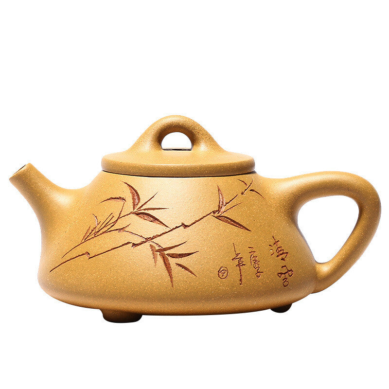 Bamboo Embossed Master Pot Real Yixing Zisha Duan Clay Shipiao Tea Pot Marked