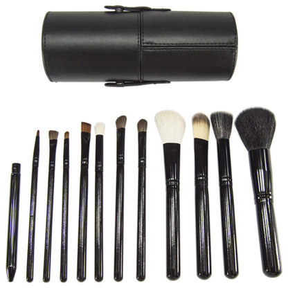 12 Piece Makeup Brush Set with Artificial Leather Cup Holder Case