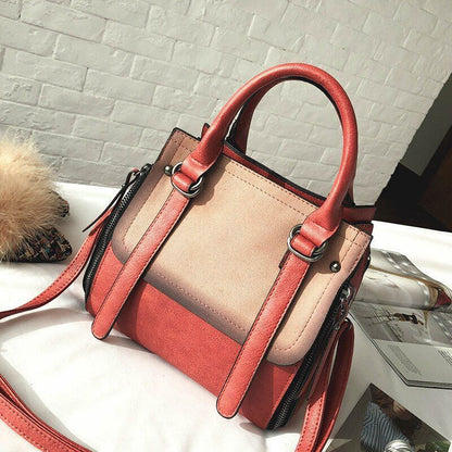 Large Single Shoulder Leather Handbag Double Belt Buckle Crossbody Bag Polyester