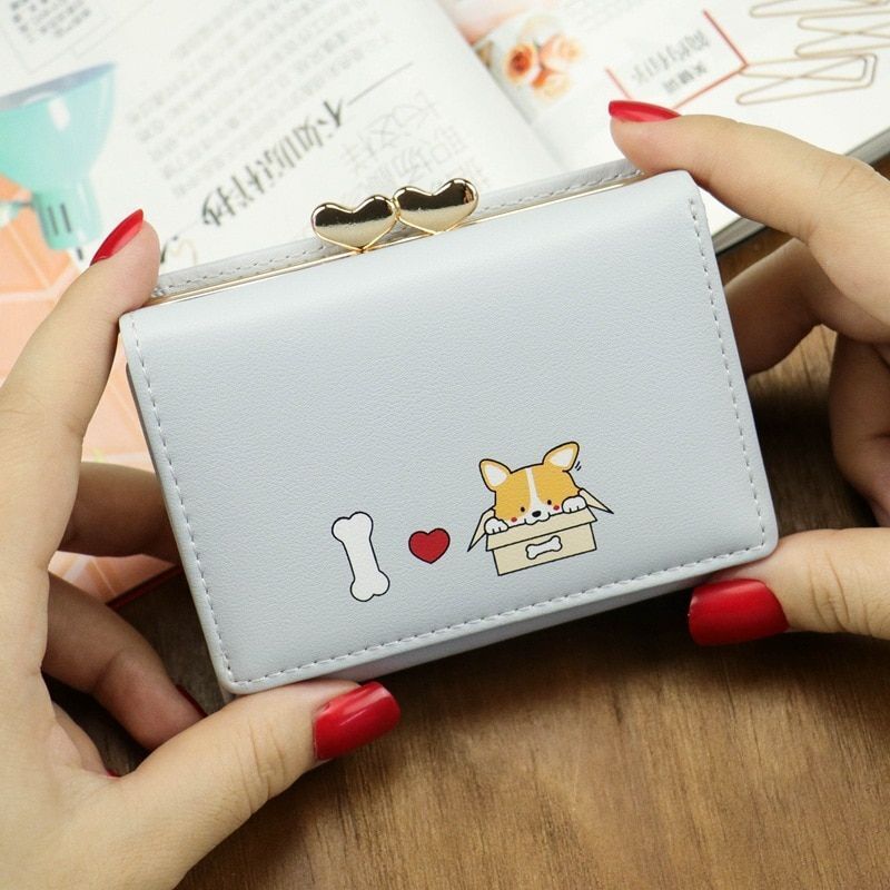 Women Wallet Small Cute Bag Short Leather Purse Clutch Polyester 3*8.5*10.5 CM