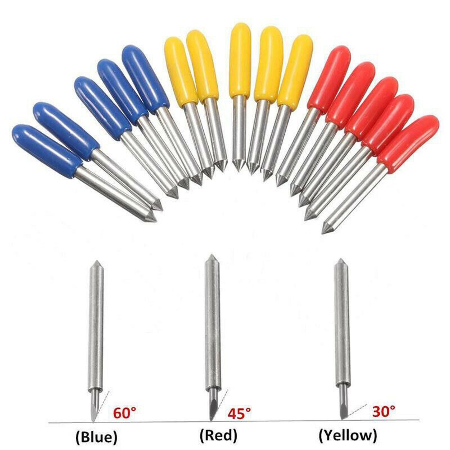 15pcs PC Roland GCC Cutting Plotter Vinyl Cutter Blade w/ Holder 30/45/60 Degree