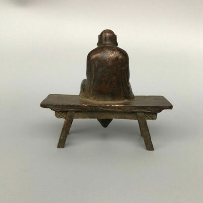 Blessing Old Chinese Bronze Copper Handmade Dharma Buddha Statue