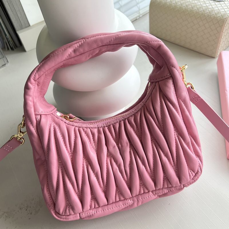 Genuine Leather Light Crescent Underarm Versatile Half Moon Shoulder Handbag 1PC