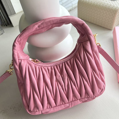 Genuine Leather Light Crescent Underarm Versatile Half Moon Shoulder Handbag 1PC