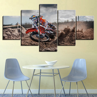 Motocross Dirt Motorbike Racing Canvas Prints Painting Wall Art Home Decor 5PCS