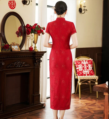 Women Summer Qipao Dress Chinese Traditional Lace Cheongsam Wedding Party Gowns
