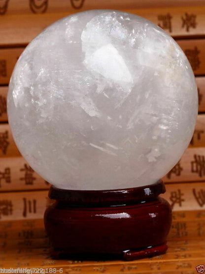 100MMNATURAL RAINBOW CLEAR QUARTZ CRYSTAL SPHERE BALL HEALING GEMSTONE AA+