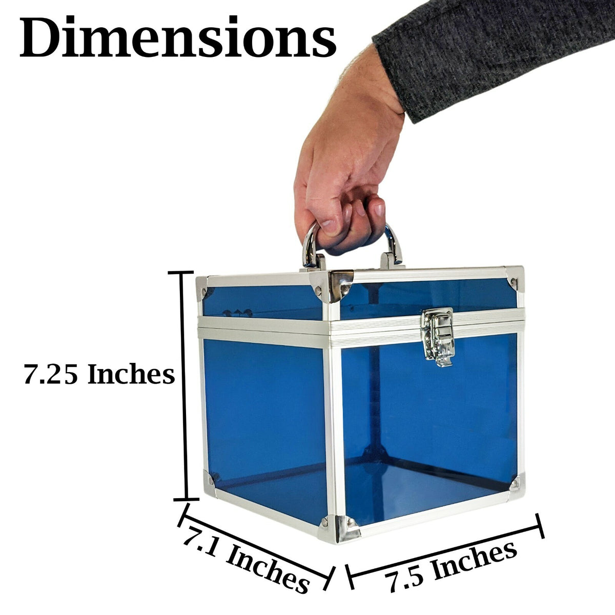 See-Through Blue Acrylic and Metal Storage Box Container with Latch and Handle