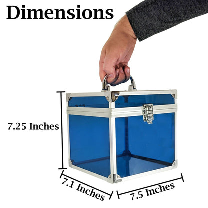 See-Through Blue Acrylic and Metal Storage Box Container with Latch and Handle