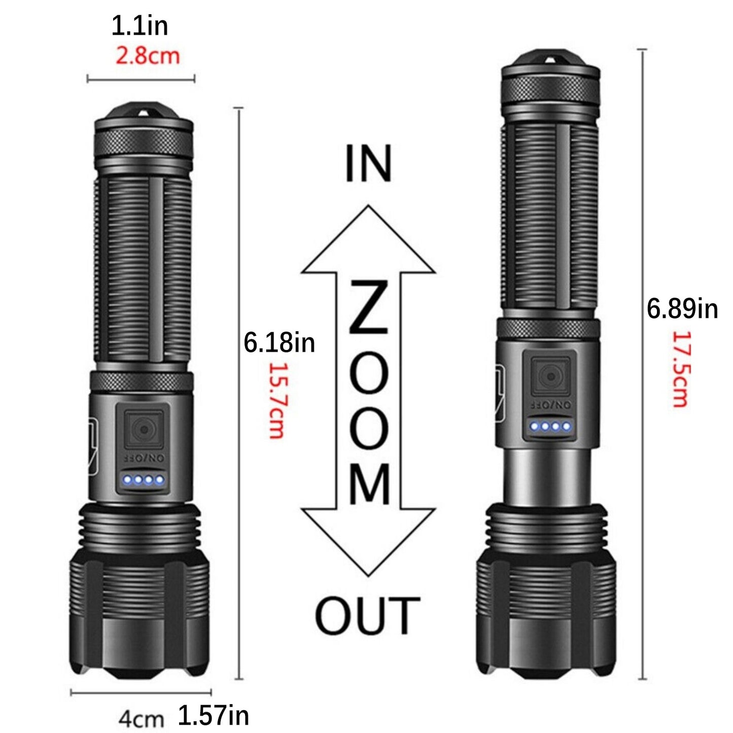 1000 lumens Super Bright LED Flashlight Tactical Rechargeable LED Work Lights