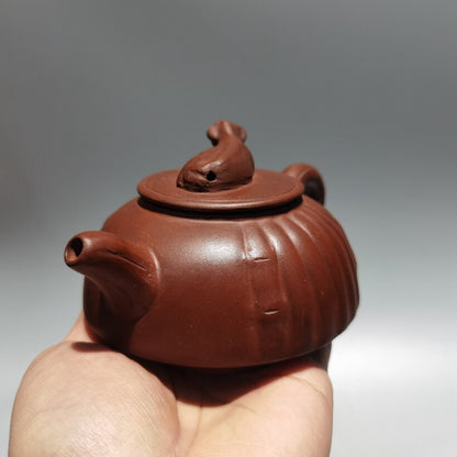 Chinese old Yixing Clay Teapot handmade Ox bull lid Purple sand Teapot