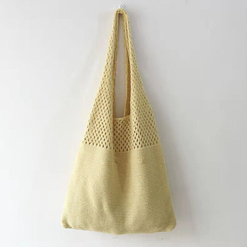 Simple Handbag Women's Knitted Shoulder Bag Large Capacity Tote Beach Bag