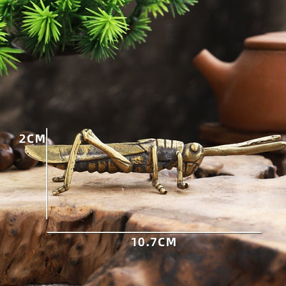 Grasshopper Brass Figurine Small Insect Statue House Ornament Animal Figurines