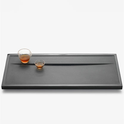 Stone Tea Tray Simple Pattern Black Stone Weighted Tea Table Water Draining Tray