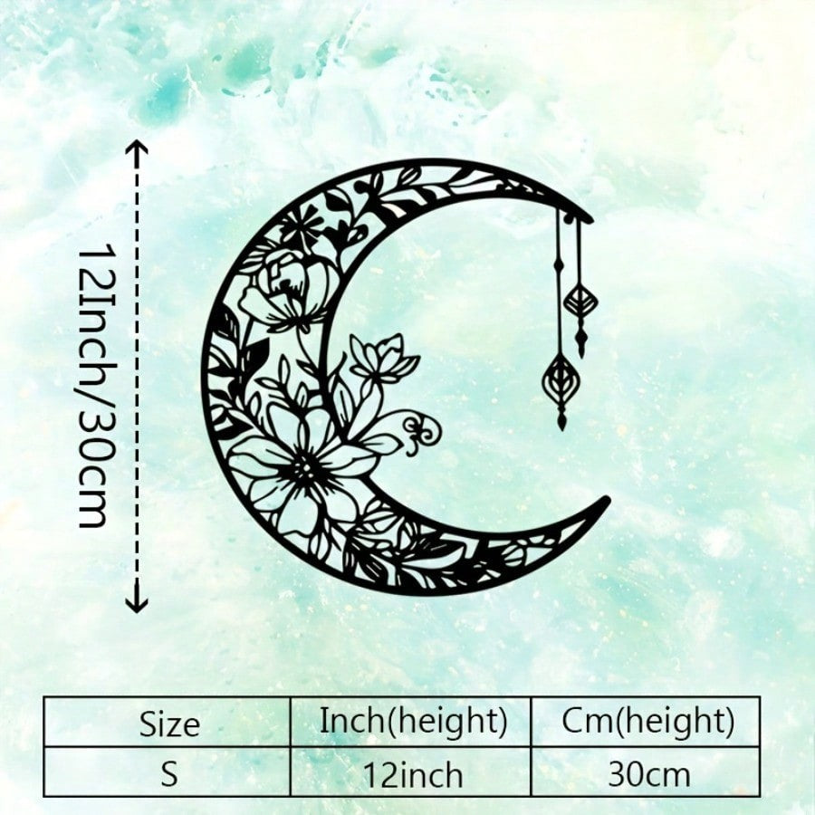Retro Moon Flower Wall Art - Metal Sky Decor for Home, Halloween Christmas Gift