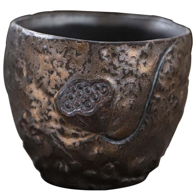 Ceramic Tea Cup Crude Pottery Iron Rust Glaze Design Creative Antique Style Cups