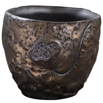 Ceramic Tea Cup Crude Pottery Iron Rust Glaze Design Creative Antique Style Cups