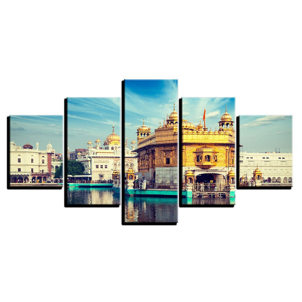 Golden Temple Amritsar Framed Poster 5 Panel Canvas Print Wall Art Home Decor