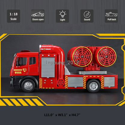 1:18 Smoke Exhaust Fire Truck Model Toy Car Diecast Toy Vehicle Fire Engine Toys