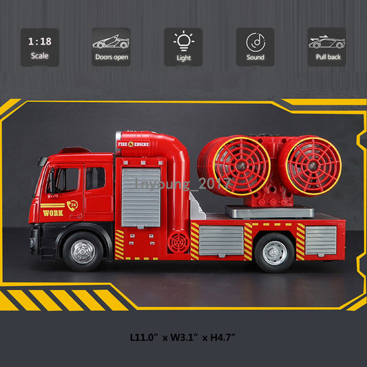 1:18 Smoke Exhaust Fire Truck Model Toy Car Diecast Toy Vehicle Fire Engine Toys