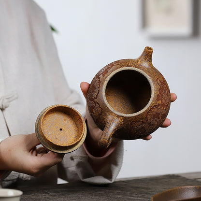 14 Infuser Holes Handmade Tea Pot Real Yixing Zisha Duan Clay Dragon Carved Pots