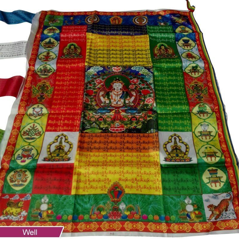 Wall Hanging Decor Tibetan Buddhism Flag Prayer Banner Accessories 95x70cm Satin