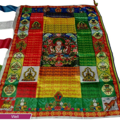 Wall Hanging Decor Tibetan Buddhism Flag Prayer Banner Accessories 95x70cm Satin