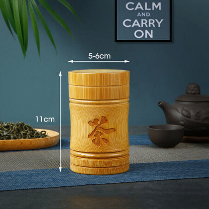 Portable Lightweight Bamboo Tea Jar Storage Holder Chinese Tea Container Box