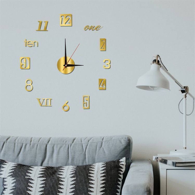 DIY Wall Clocks Creative Acrylic Punch-Free Luminous Living Room Home Decor 16in