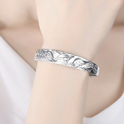 Vintage Handmade 925 Sterling Silver Phoenix Bracelet Hand Bangle