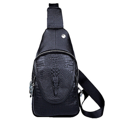 Sling Backpack 100% Genuine Leather Men's CrossBody Chest Bag Crocodile Daypack