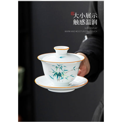 Porcelain Gaiwan Teacup Tea Set 130ml 4.5oz Traditional Chinese Tea Bowl