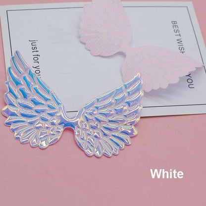 20Pcs/Lot 9.5x6.5cm Shiny Angel Wing Padded Appliques DIY Bow Clips Accessories