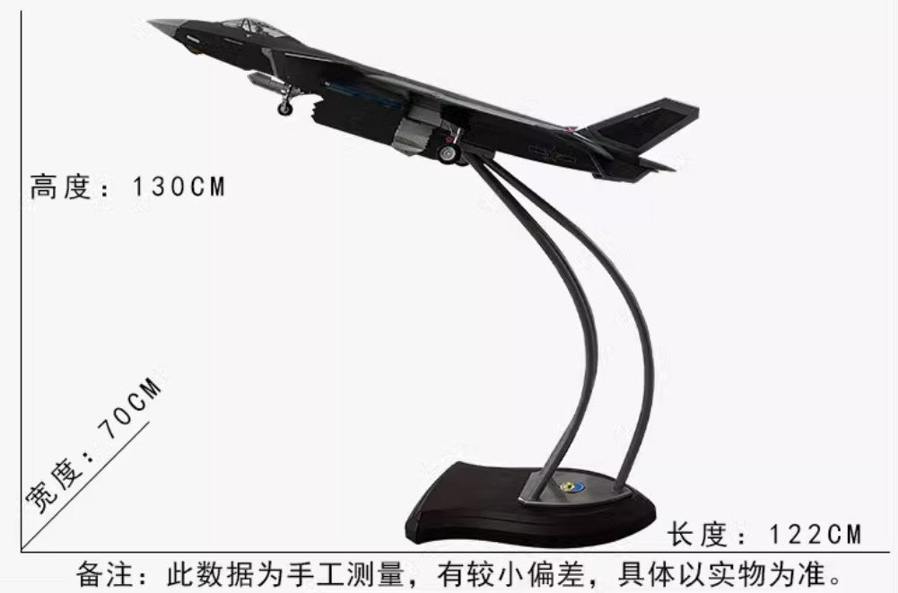 1:18 122CM CHINA J-20 Stealth Fighter Plane Army Diecast Military Aircraft Model