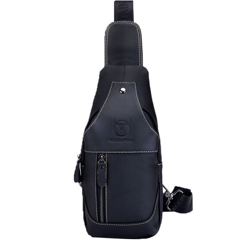 Men's Sling Backpack,100% Genuine Leather Chest bag Crossbody Bag Shoulder Bag