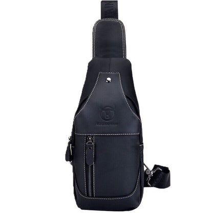 Men's Sling Backpack,100% Genuine Leather Chest bag Crossbody Bag Shoulder Bag
