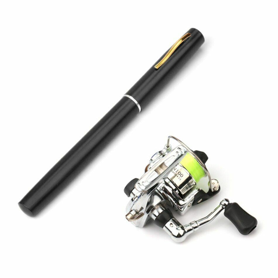 Fishing Rod Reel Pen 1M / 1.4M Pocket Collapsible Combo Mini Kit 7 Colors Shape